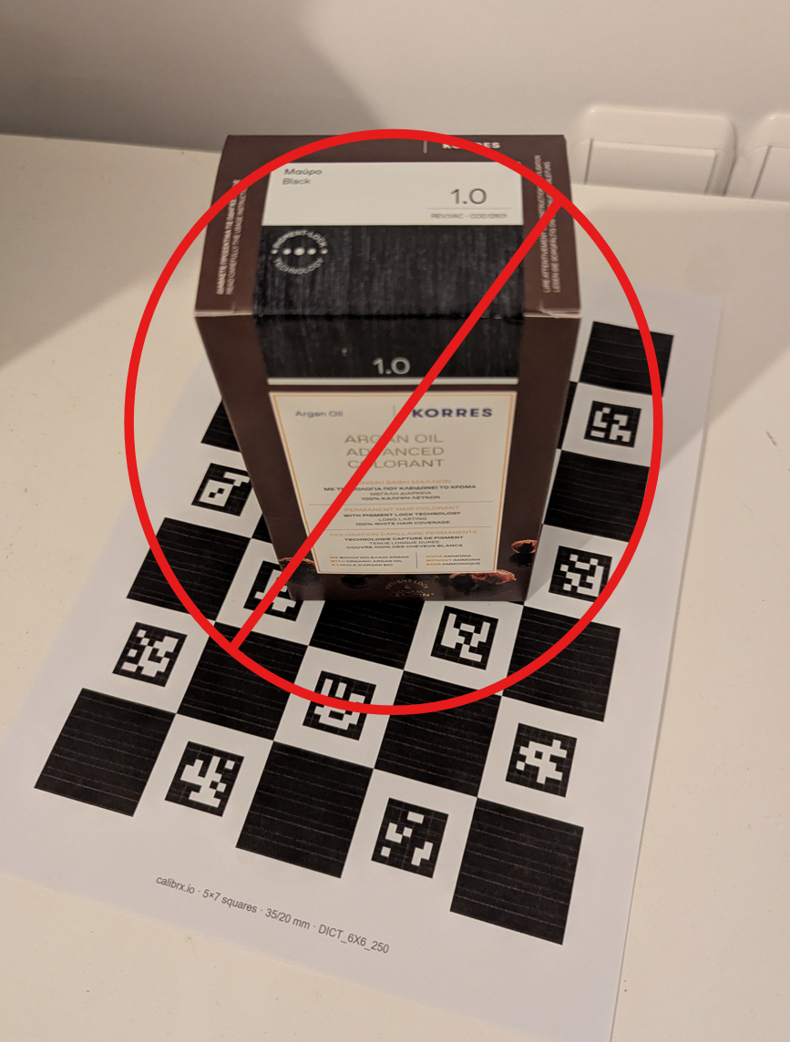 Object placed on top of the ChArUco board